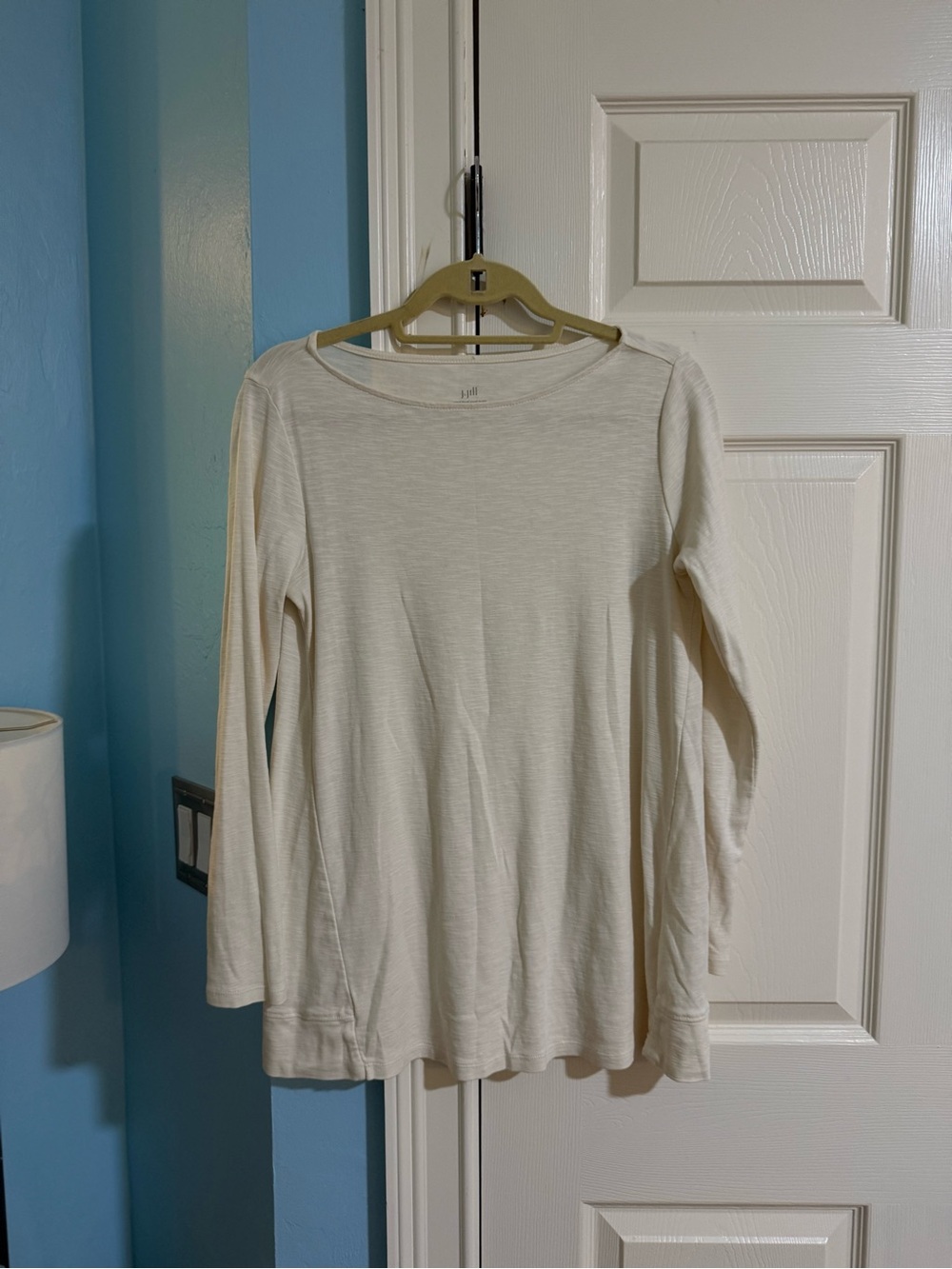 J. Jill Pima Cotton Cream Ribbed Long Sleeve Top